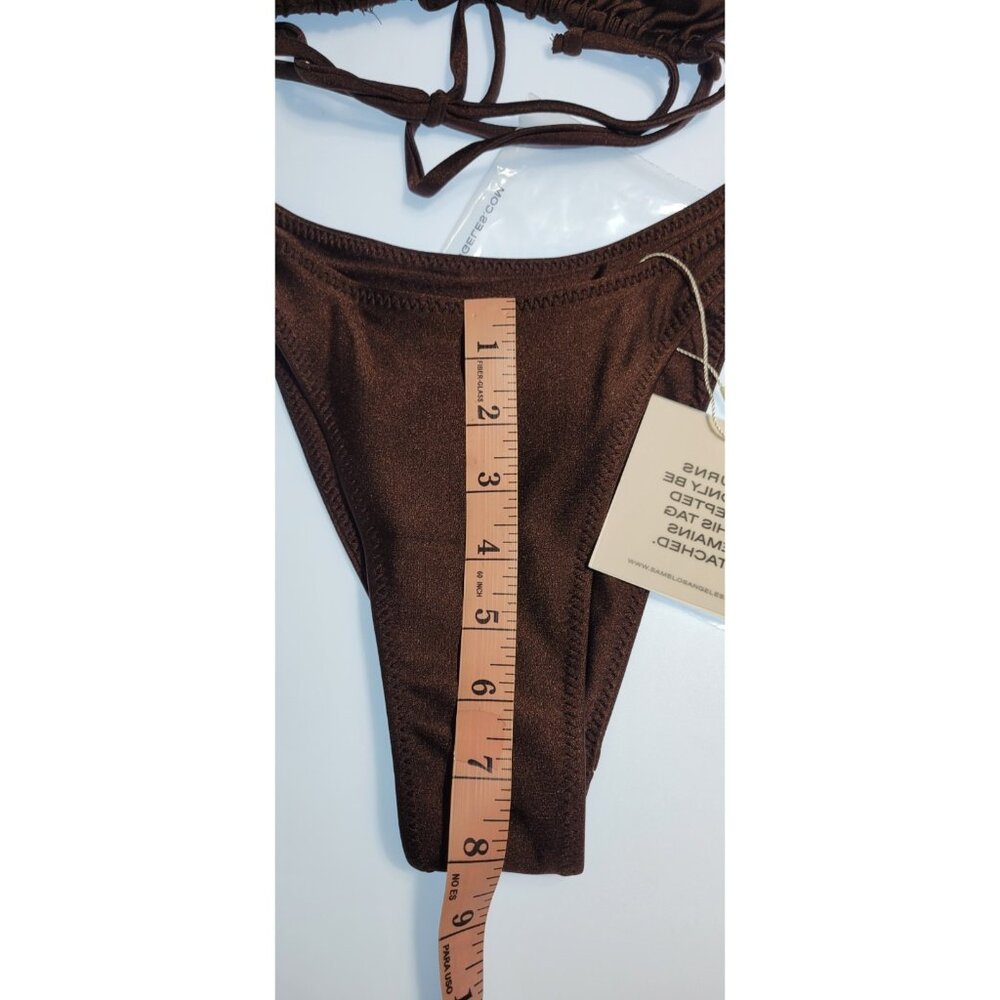 SAME Los Angeles Swim Bikini Set 2Pc Triangke Top L 90s Bottom Medium Brown SZ M - Picture 16 of 16
